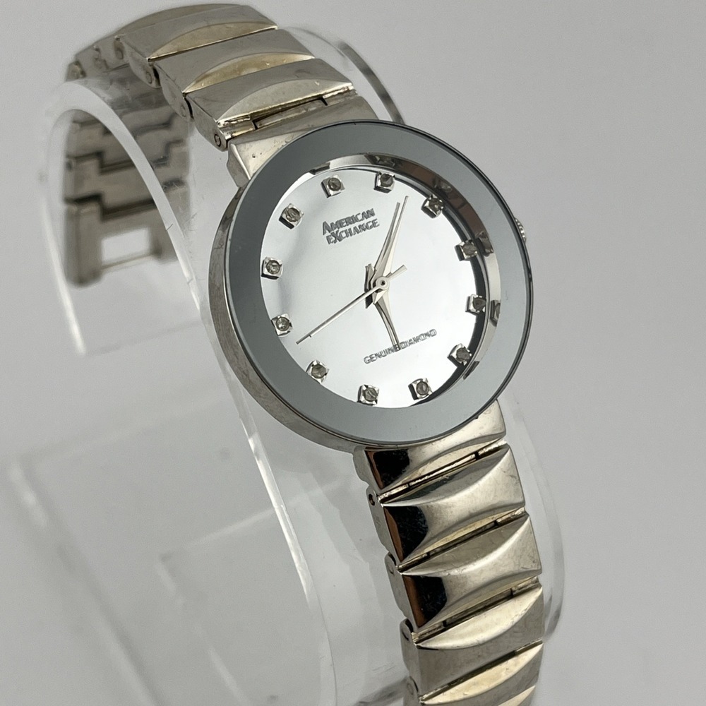 American Exchange Watch Women 28mm Case Genuine Diamond 6" Band- New Battery